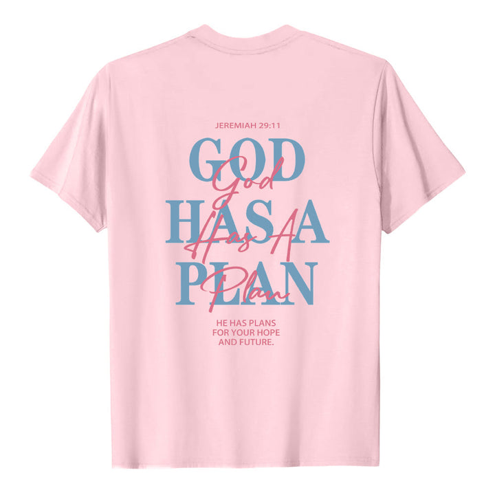 Christianartworkshop God Has A Plan Double-Side Letter Print Classic T-shirt - image 5