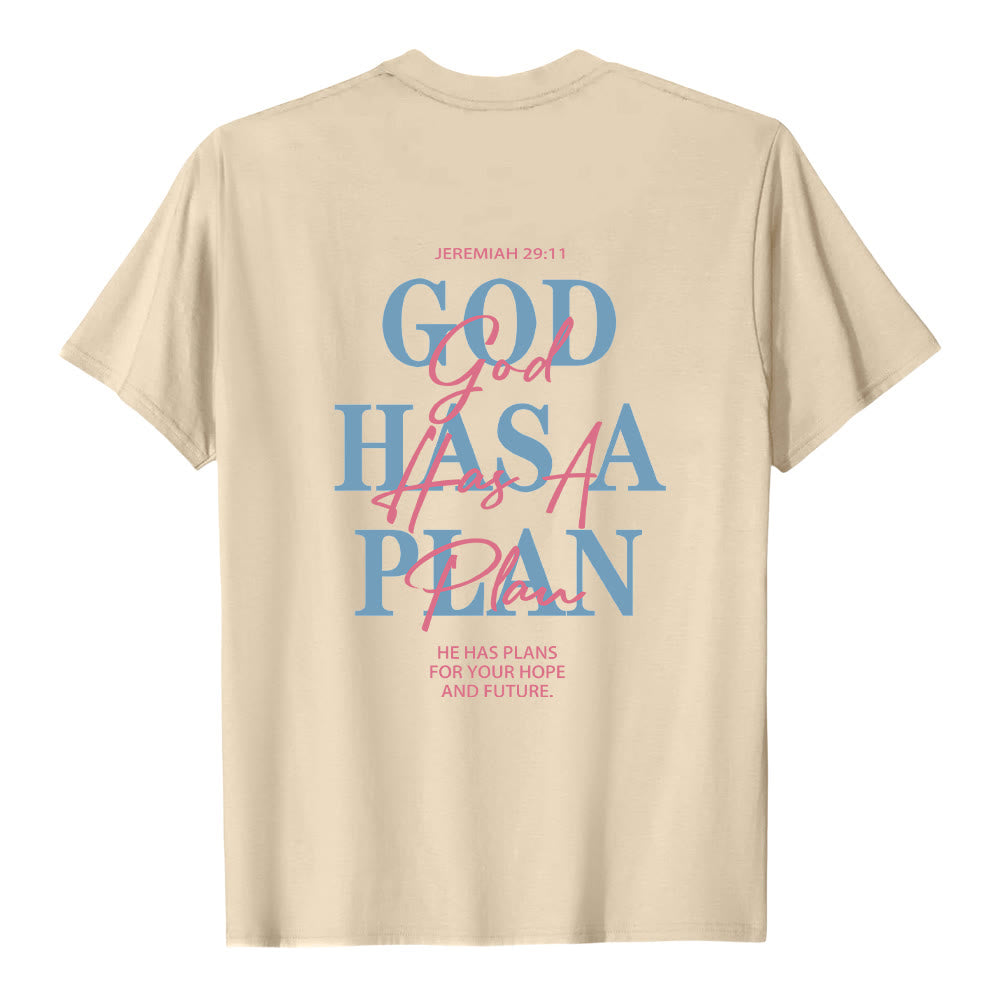 Christianartworkshop God Has A Plan Double-Side Letter Print Classic T-shirt - image 11