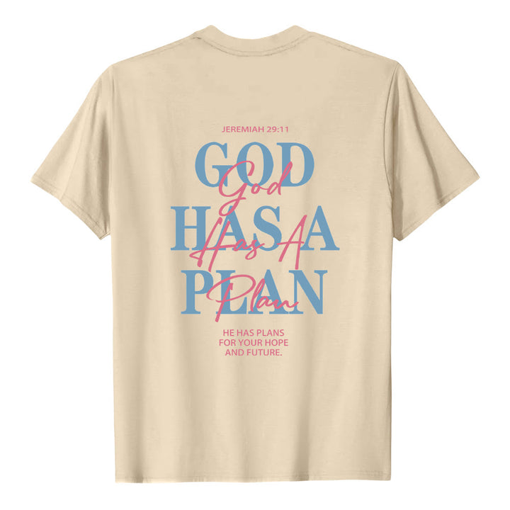 Christianartworkshop God Has A Plan Double-Side Letter Print Classic T-shirt - image 11