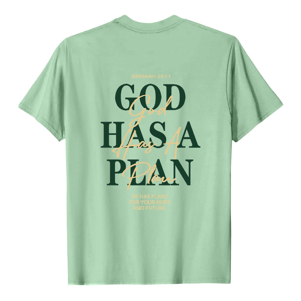 Christianartworkshop God Has A Plan Double-Side Letter Print Classic T-shirt - image 2