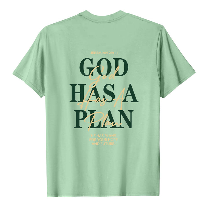 Christianartworkshop God Has A Plan Double-Side Letter Print Classic T-shirt - image 2
