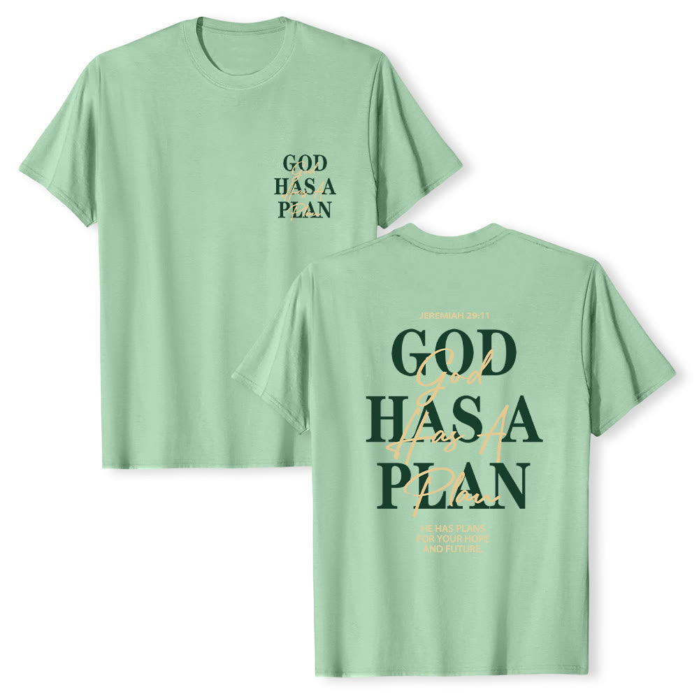 Christianartworkshop God Has A Plan Double-Side Letter Print Classic T-shirt - image 1