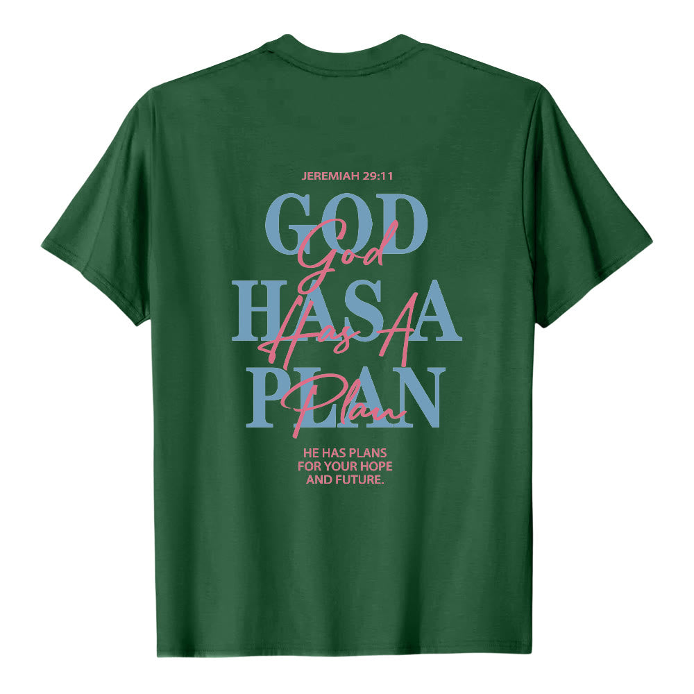Christianartworkshop God Has A Plan Double-Side Letter Print Classic T-shirt - image 17