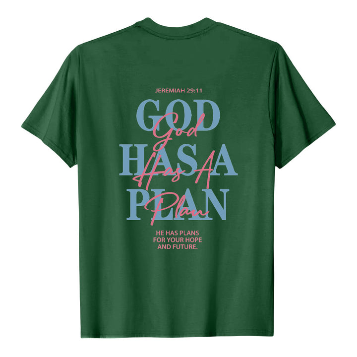Christianartworkshop God Has A Plan Double-Side Letter Print Classic T-shirt - image 17