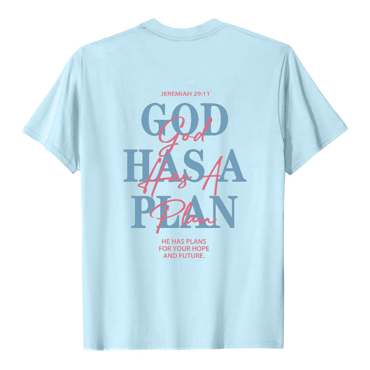 Christianartworkshop God Has A Plan Double-Side Letter Print Classic T-shirt - image 23