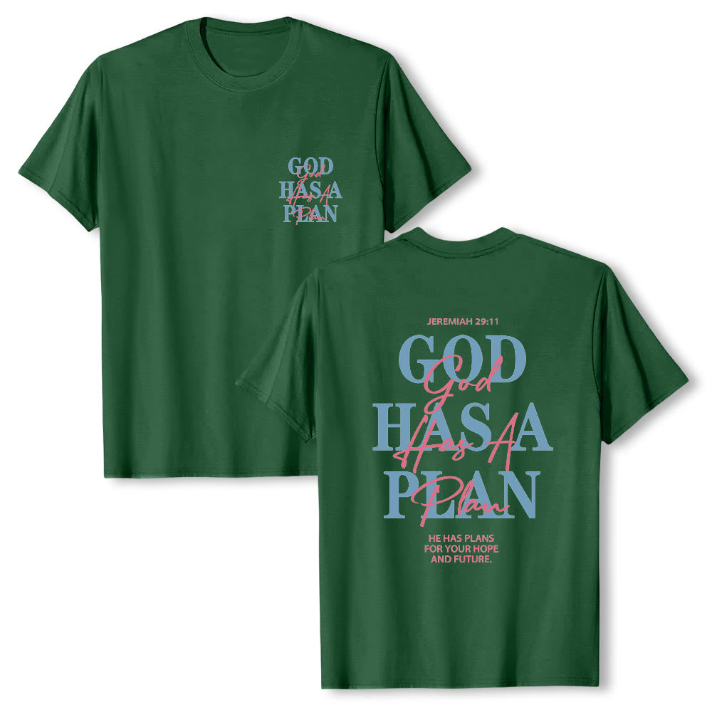 Christianartworkshop God Has A Plan Double-Side Letter Print Classic T-shirt - image 16