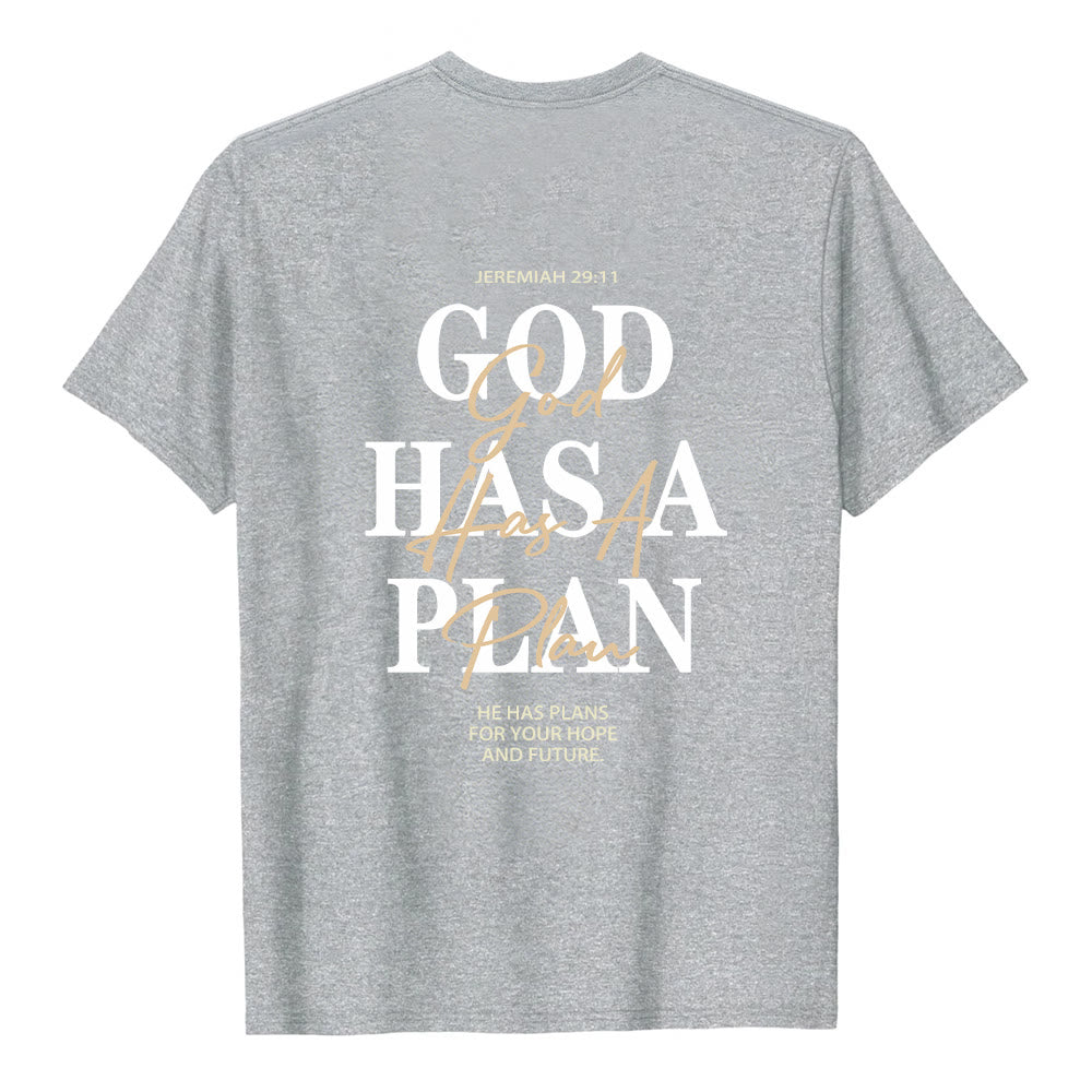 Christianartworkshop God Has A Plan Double-Side Letter Print Classic T-shirt - image 14