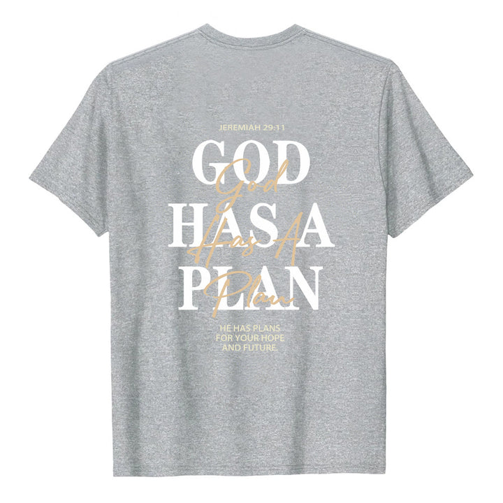 Christianartworkshop God Has A Plan Double-Side Letter Print Classic T-shirt - image 14