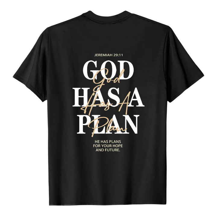 Christianartworkshop God Has A Plan Double-Side Letter Print Classic T-shirt - image 20