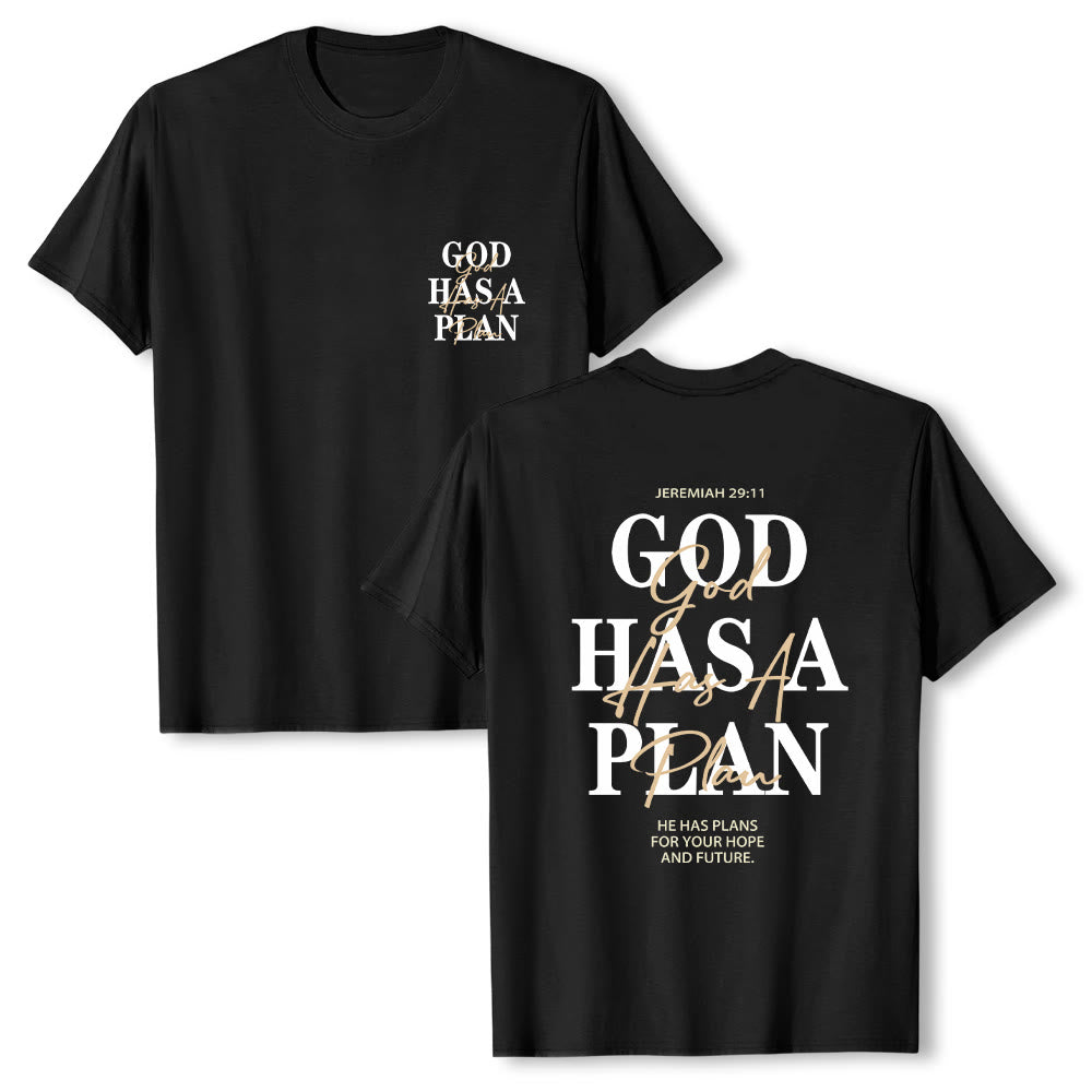 Christianartworkshop God Has A Plan Double-Side Letter Print Classic T-shirt - image 19