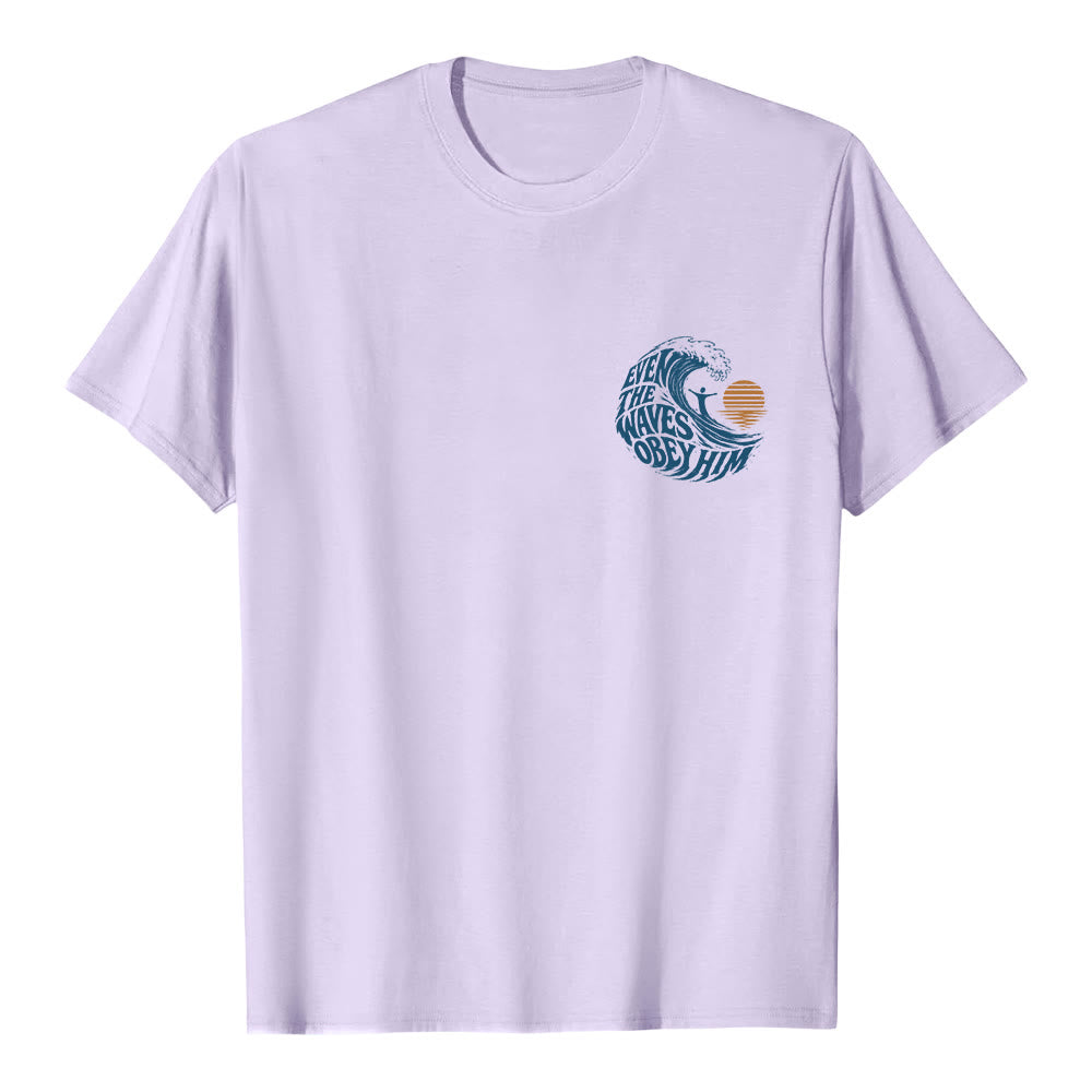 Christianartworkshop Even The Waves Obey Him Double-Side Wave Graphic Classic T-shirt - Purple - 2XL - image 21