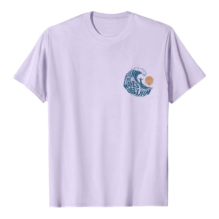 Christianartworkshop Even The Waves Obey Him Double-Side Wave Graphic Classic T-shirt - Purple - 2XL - image 21