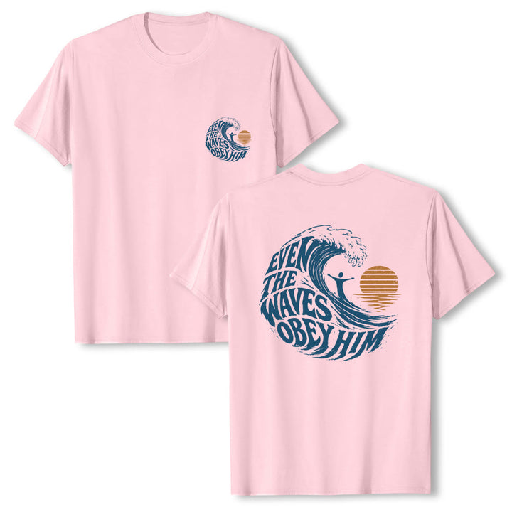 Christianartworkshop Even The Waves Obey Him Double-Side Wave Graphic Classic T-shirt - image 4