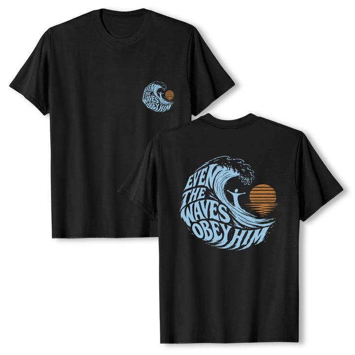Christianartworkshop Even The Waves Obey Him Double-Side Wave Graphic Classic T-shirt - image 19