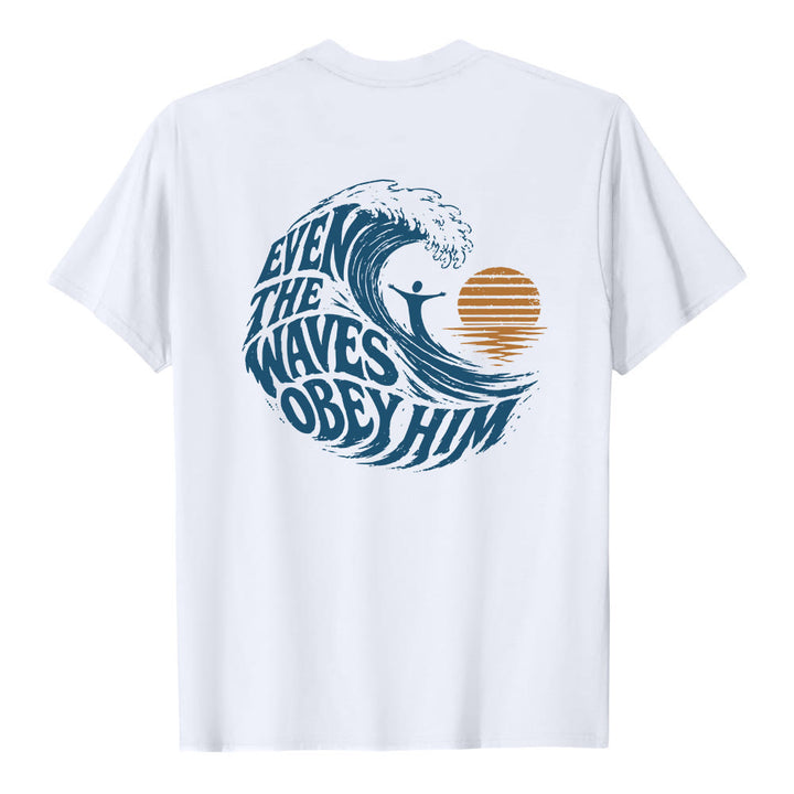 Christianartworkshop Even The Waves Obey Him Double-Side Wave Graphic Classic T-shirt - image 8