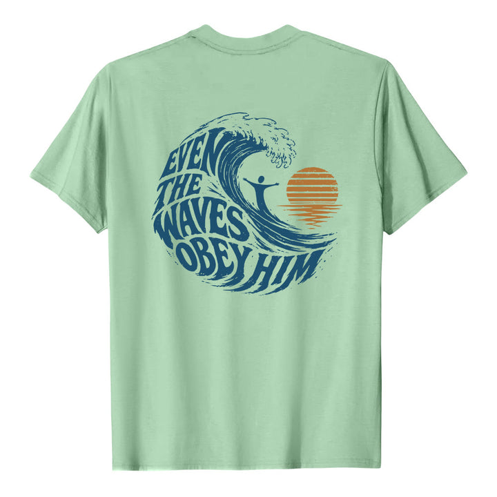 Christianartworkshop Even The Waves Obey Him Double-Side Wave Graphic Classic T-shirt - image 26