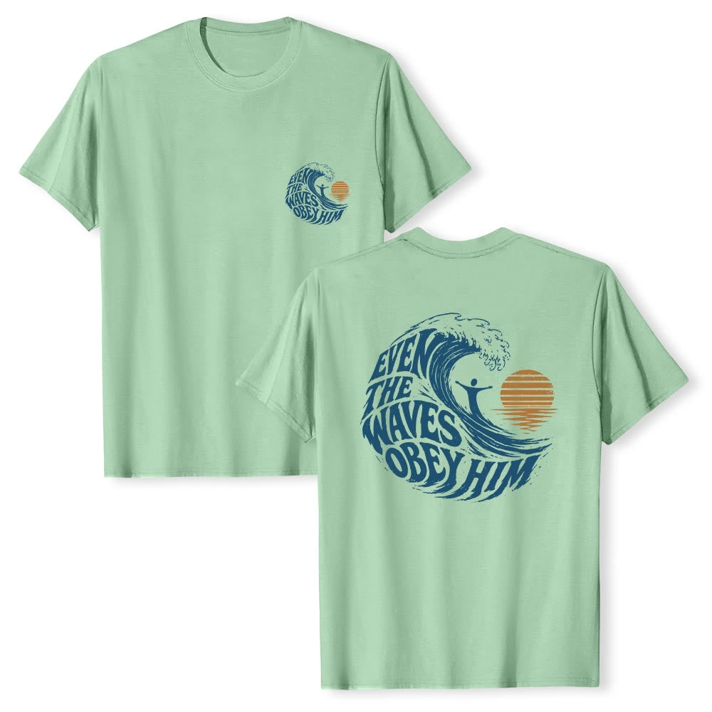 Christianartworkshop Even The Waves Obey Him Double-Side Wave Graphic Classic T-shirt - image 25