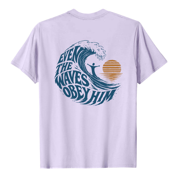Christianartworkshop Even The Waves Obey Him Double-Side Wave Graphic Classic T-shirt - image 23