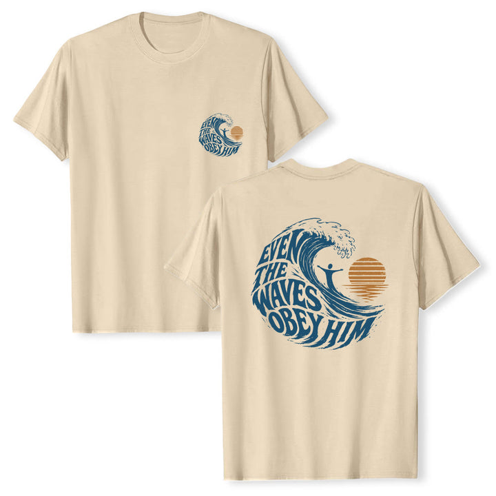 Christianartworkshop Even The Waves Obey Him Double-Side Wave Graphic Classic T-shirt - image 10