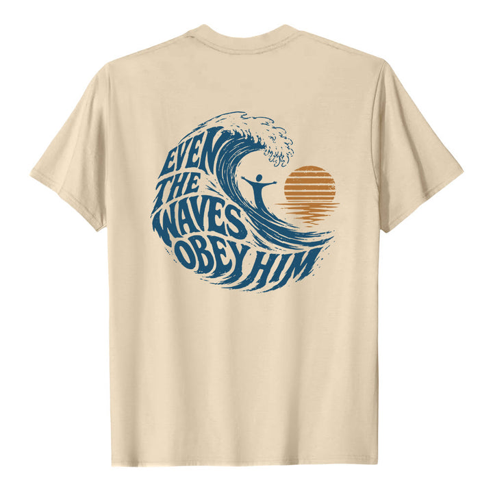 Christianartworkshop Even The Waves Obey Him Double-Side Wave Graphic Classic T-shirt - image 11