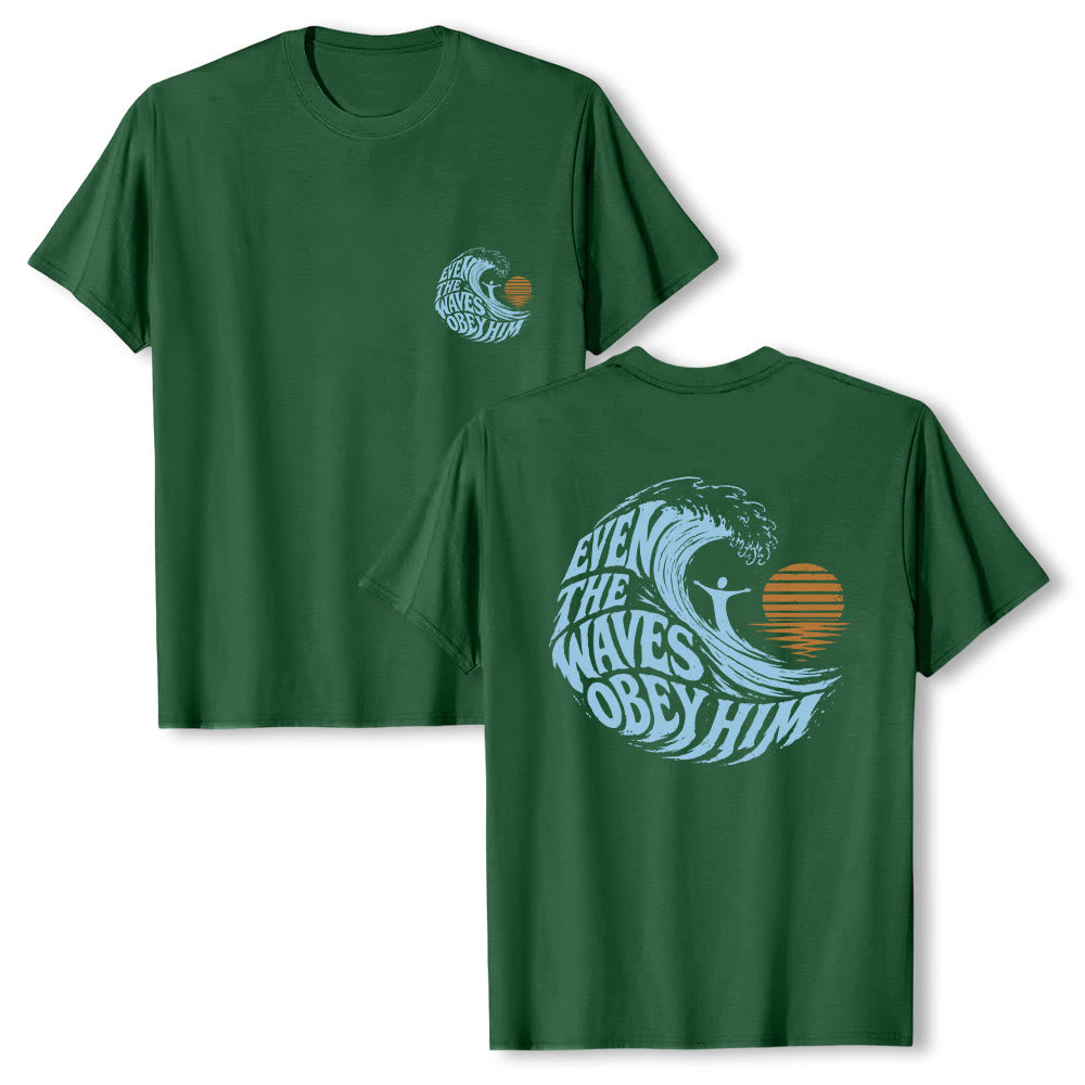 Christianartworkshop Even The Waves Obey Him Double-Side Wave Graphic Classic T-shirt - image 16