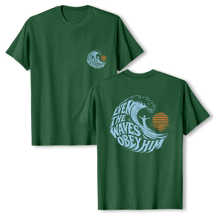 Christianartworkshop Even The Waves Obey Him Double-Side Wave Graphic Classic T-shirt - image 16