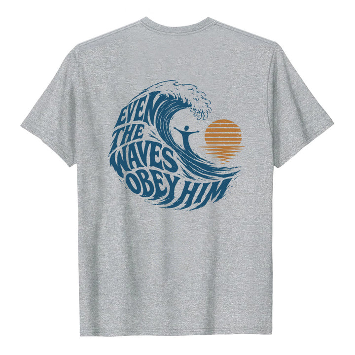 Christianartworkshop Even The Waves Obey Him Double-Side Wave Graphic Classic T-shirt - image 14