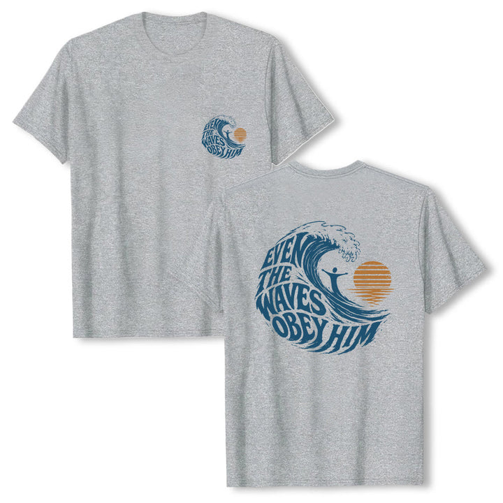 Christianartworkshop Even The Waves Obey Him Double-Side Wave Graphic Classic T-shirt - image 13