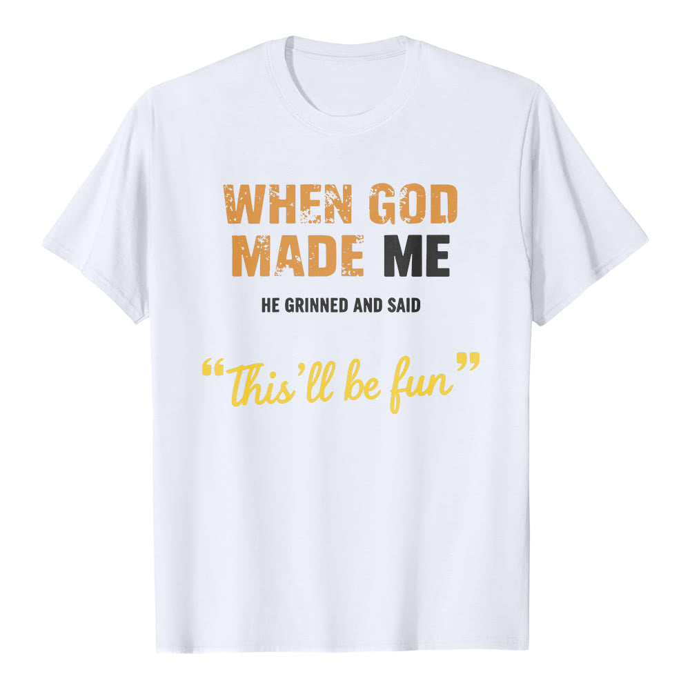 Christianartworkshop When God Made Me Vintage Letter Classic T-shirt - White - 2XL - image 1