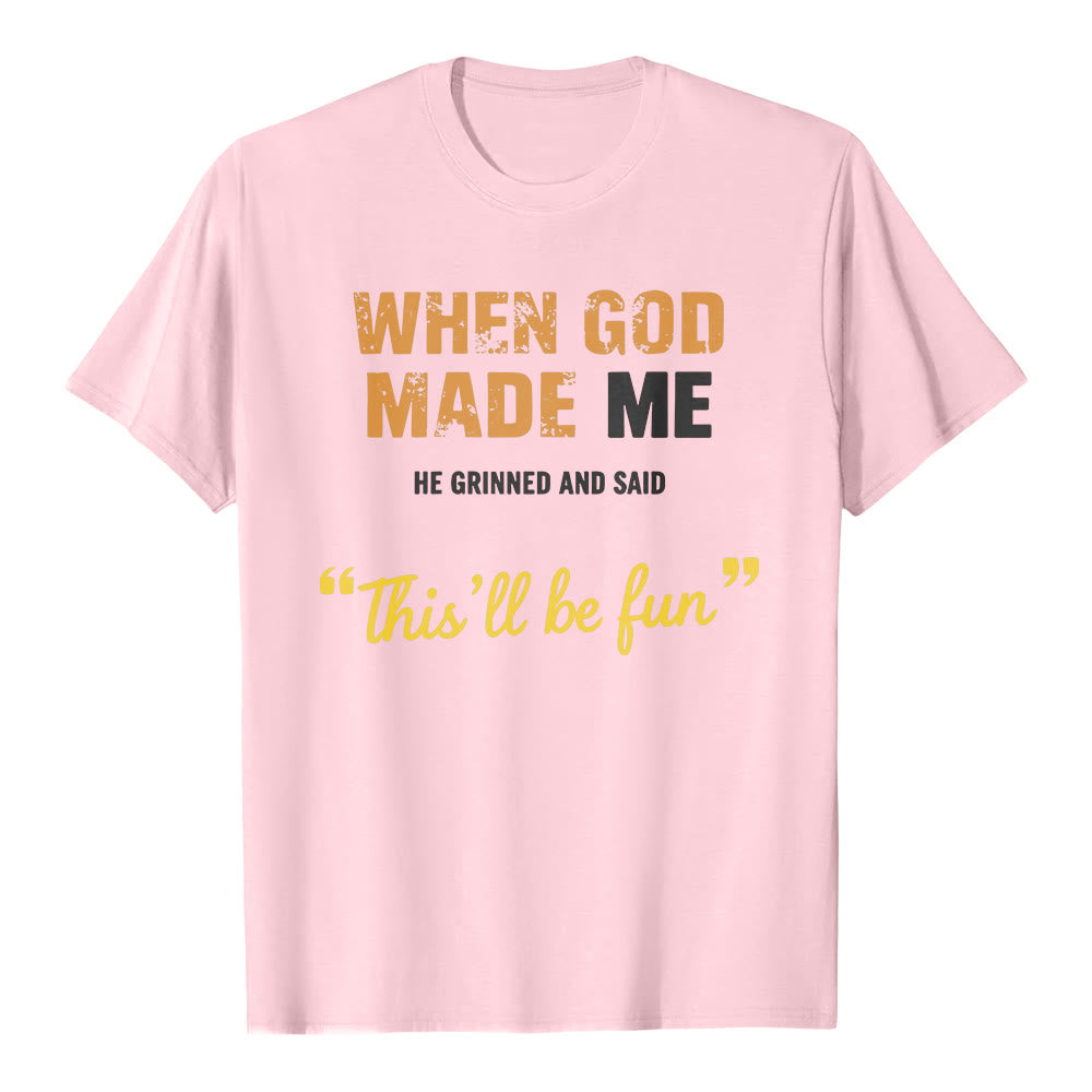 Christianartworkshop When God Made Me Vintage Letter Classic T-shirt - Pink - 2XL - image 0
