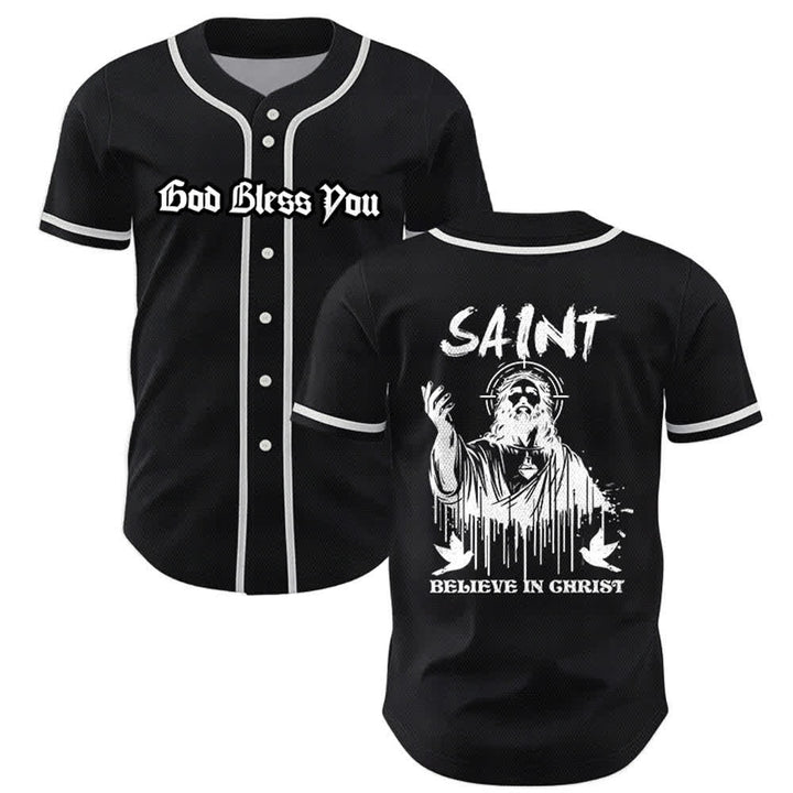 Christianartworkshop Saint Believe In Christ Unisex Baseball Jersey - Black - 5XL - image 7