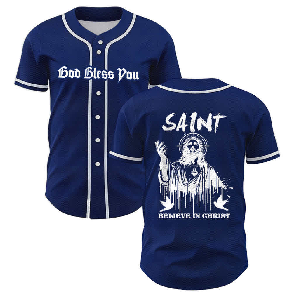 Christianartworkshop Saint Believe In Christ Unisex Baseball Jersey - Navy Blue - 5XL - image 35