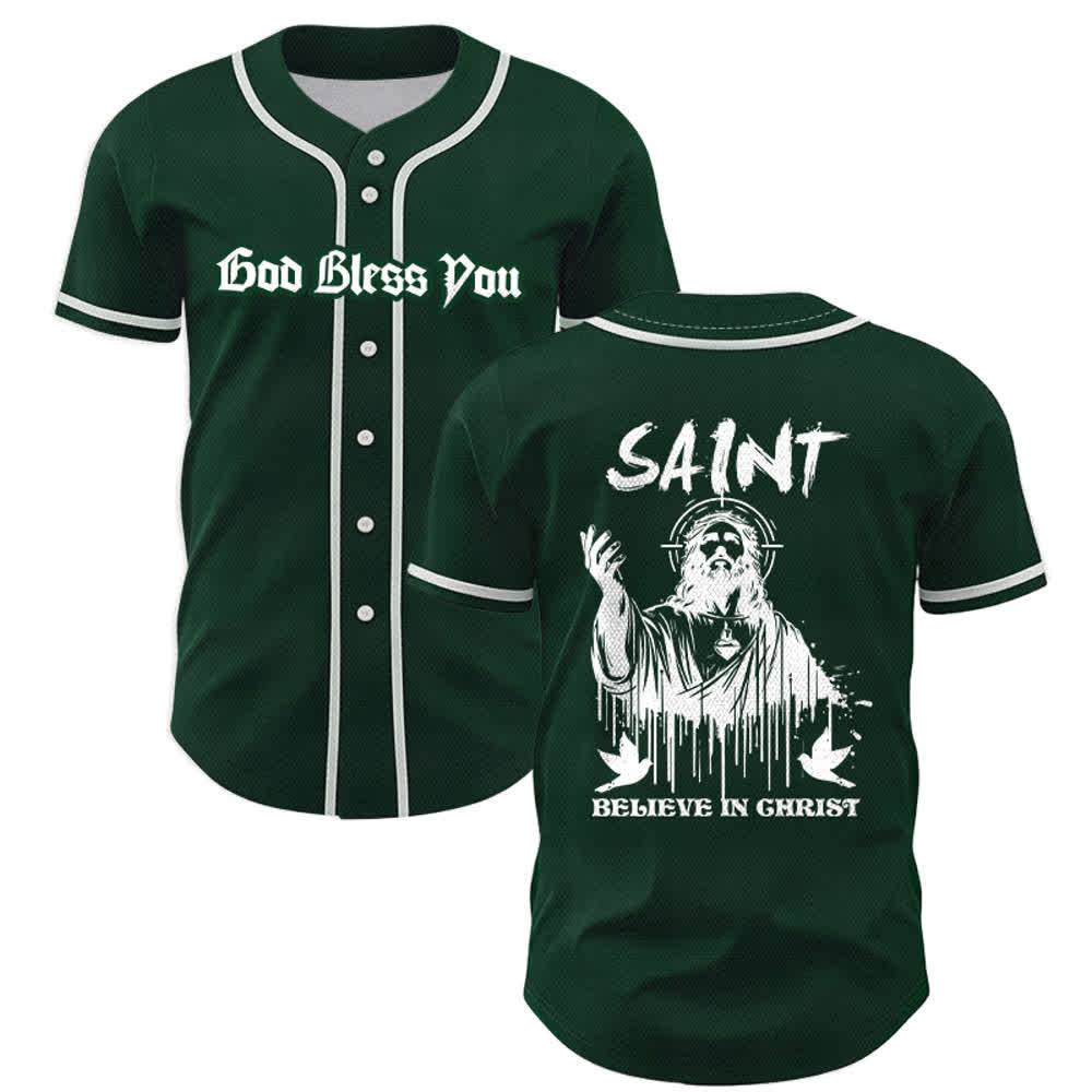 Christianartworkshop Saint Believe In Christ Unisex Baseball Jersey - Green - 5XL - image 42