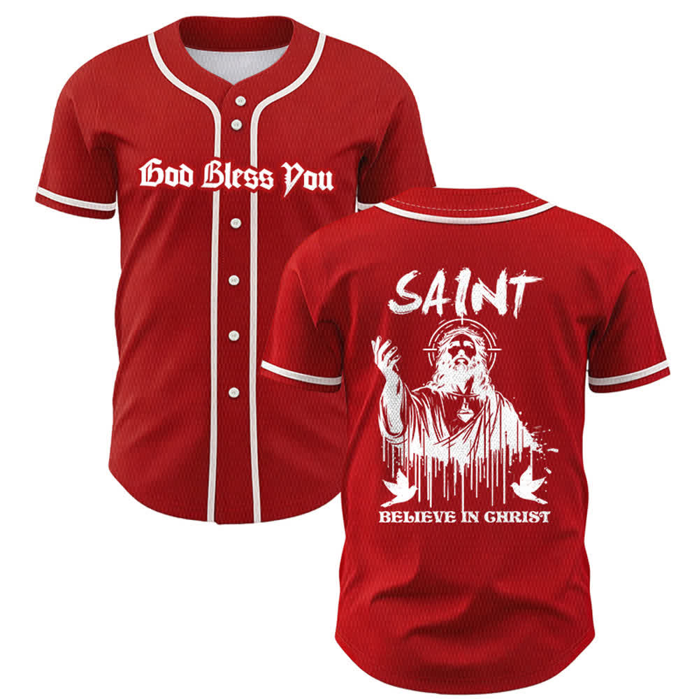 Christianartworkshop Saint Believe In Christ Unisex Baseball Jersey - Red - 5XL - image 14