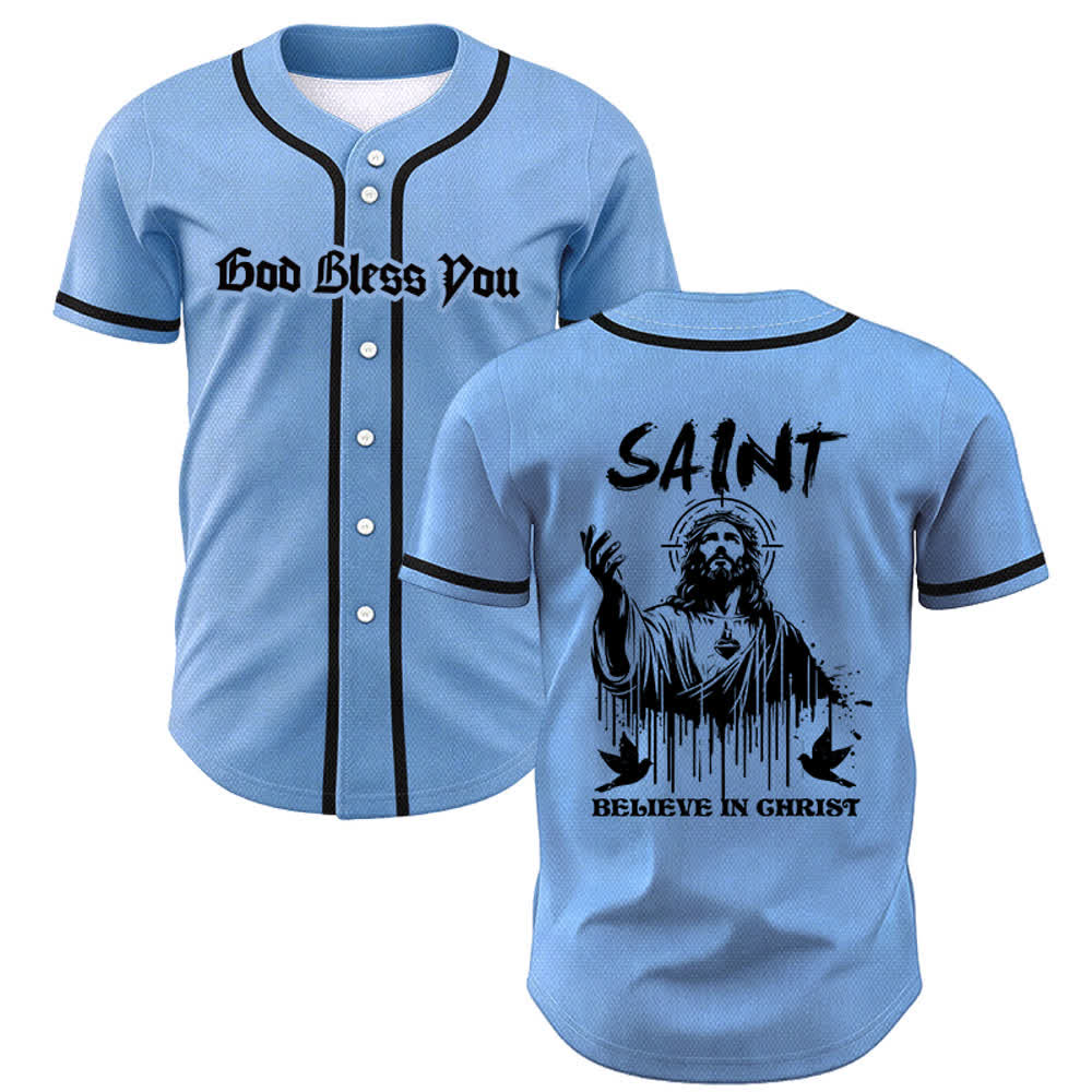 Christianartworkshop Saint Believe In Christ Unisex Baseball Jersey - Blue - 5XL - image 28