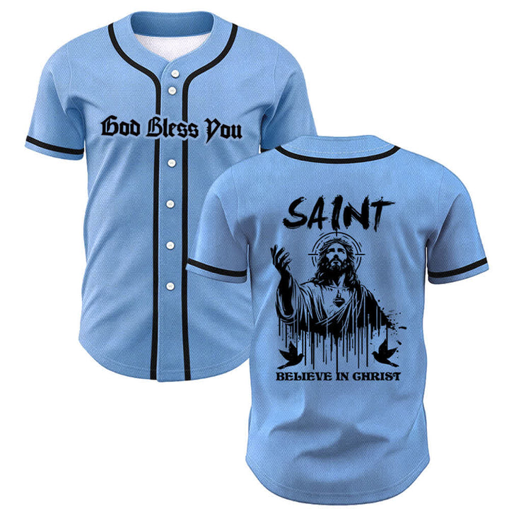 Christianartworkshop Saint Believe In Christ Unisex Baseball Jersey - Blue - 5XL - image 28