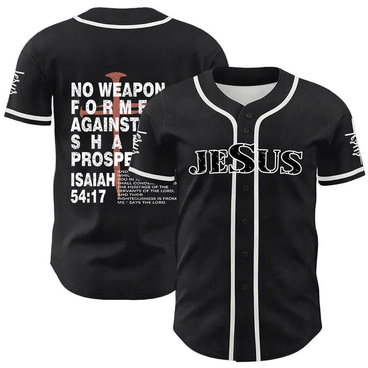 Christianartworkshop No Weapon Formed Against Me Shall Prosper Baseball Jersey - White - 5XL - image 0