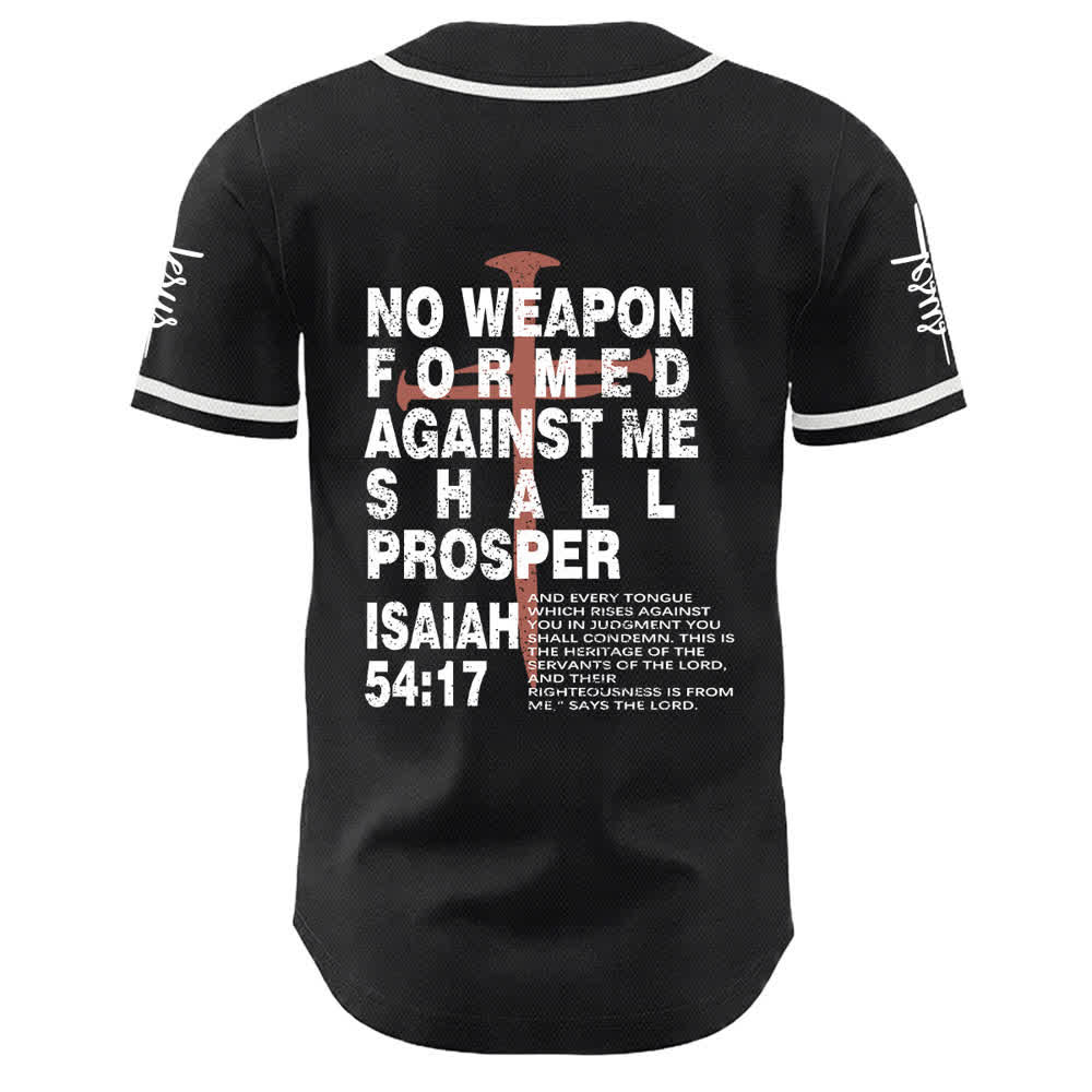Christianartworkshop No Weapon Formed Against Me Shall Prosper Baseball Jersey - image 1