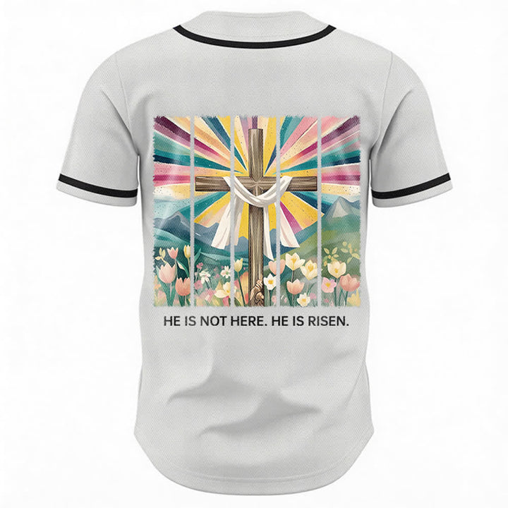 Christianartworkshop He Is Not Here He Is Risen Faith Unisex Baseball Jersey - image 8