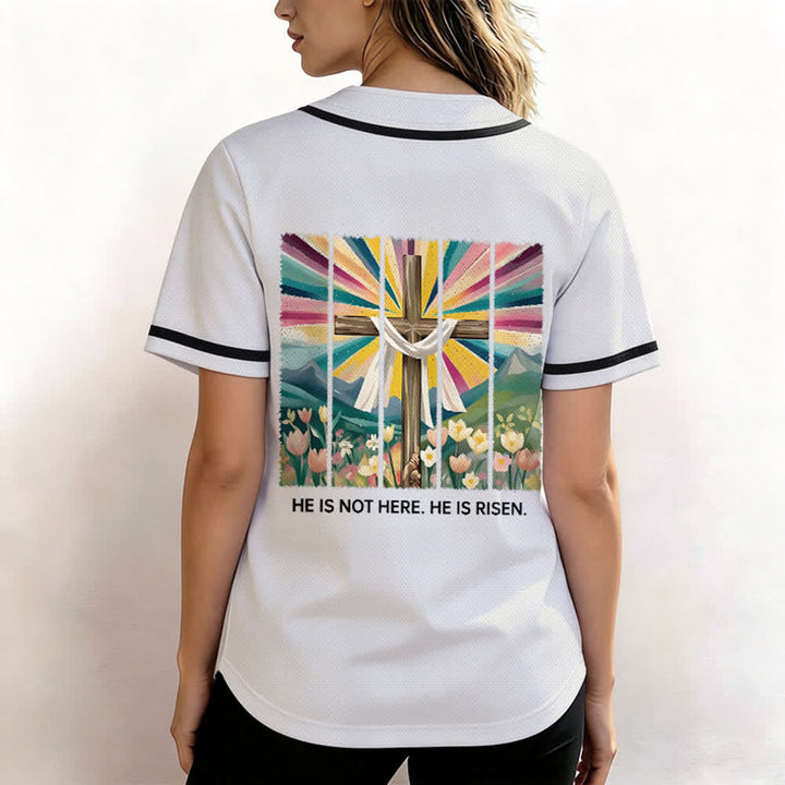 Christianartworkshop He Is Not Here He Is Risen Faith Unisex Baseball Jersey - image 12