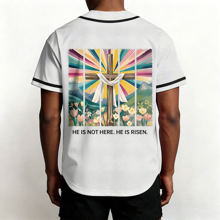 Christianartworkshop He Is Not Here He Is Risen Faith Unisex Baseball Jersey - image 10