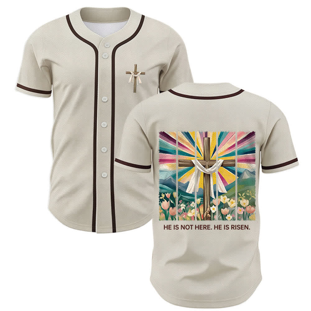 Christianartworkshop He Is Not Here He Is Risen Faith Unisex Baseball Jersey - Apricot - 5XL - image 0