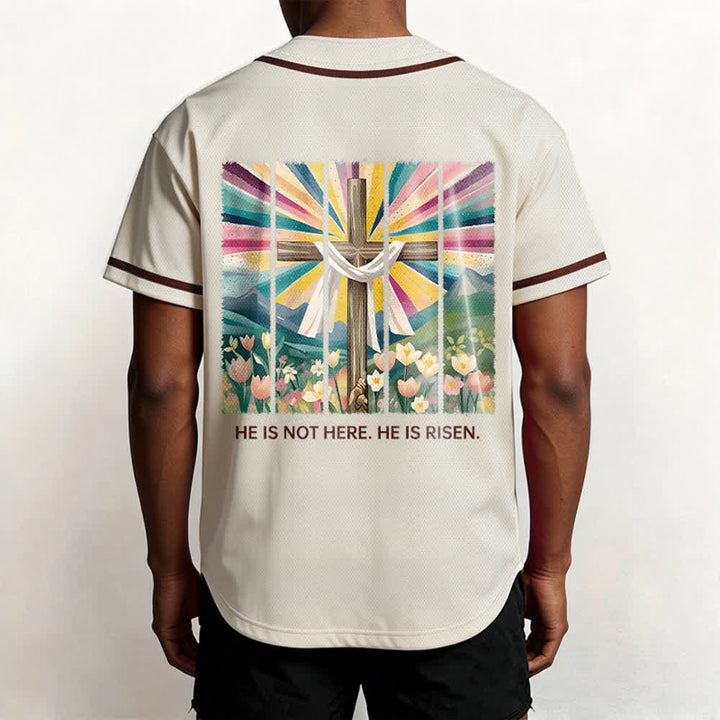 Christianartworkshop He Is Not Here He Is Risen Faith Unisex Baseball Jersey - image 3