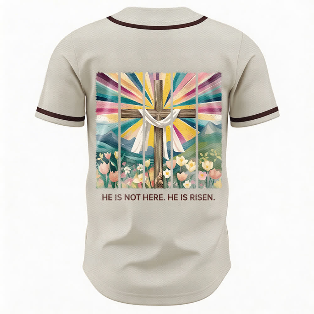 Christianartworkshop He Is Not Here He Is Risen Faith Unisex Baseball Jersey - image 1