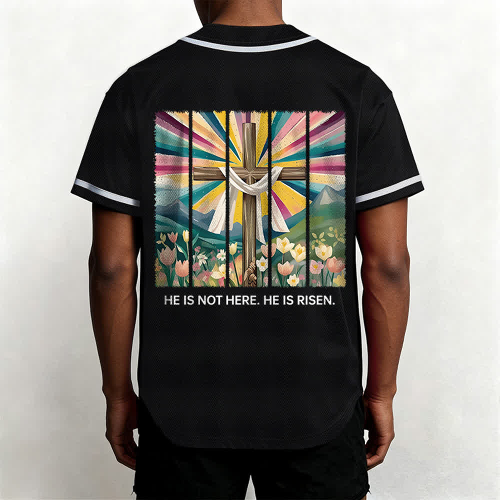 Christianartworkshop He Is Not Here He Is Risen Faith Unisex Baseball Jersey - image 17