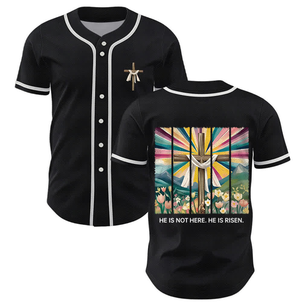 Christianartworkshop He Is Not Here He Is Risen Faith Unisex Baseball Jersey - Black - 5XL - image 14