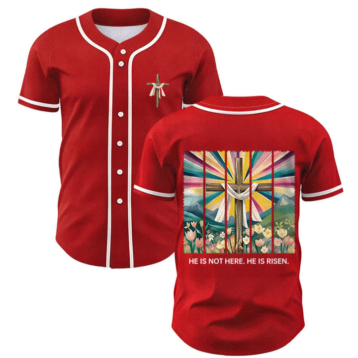 Christianartworkshop He Is Not Here He Is Risen Faith Unisex Baseball Jersey - Red - 5XL - image 21