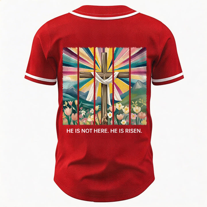 Christianartworkshop He Is Not Here He Is Risen Faith Unisex Baseball Jersey - image 22