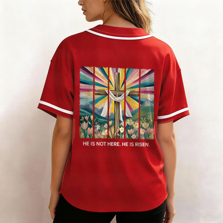 Christianartworkshop He Is Not Here He Is Risen Faith Unisex Baseball Jersey - image 26