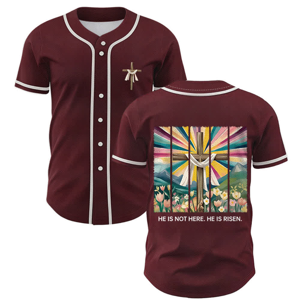 Christianartworkshop He Is Not Here He Is Risen Faith Unisex Baseball Jersey - Wine - 5XL - image 28